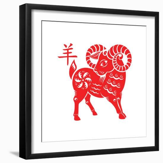 Goat Papercut of 2015 Lunar Year Symbol-sahuad-Framed Photographic Print