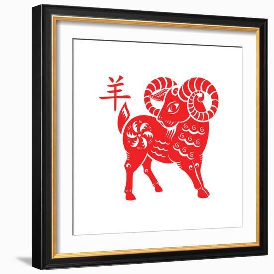 Goat Papercut of 2015 Lunar Year Symbol-sahuad-Framed Photographic Print