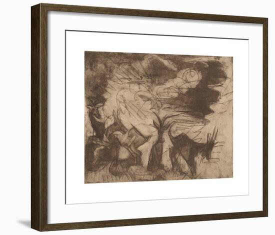 Goats and Clouds-Ernst Ludwig Kirchner-Framed Premium Giclee Print