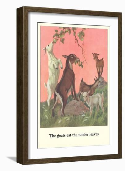 Goats Eat Tender Leaves-null-Framed Art Print