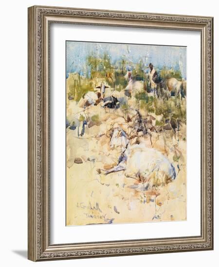 Goats on a Hillside, Tangier (W/C with Touches of Gouache on Paper)-Joseph Crawhall-Framed Giclee Print