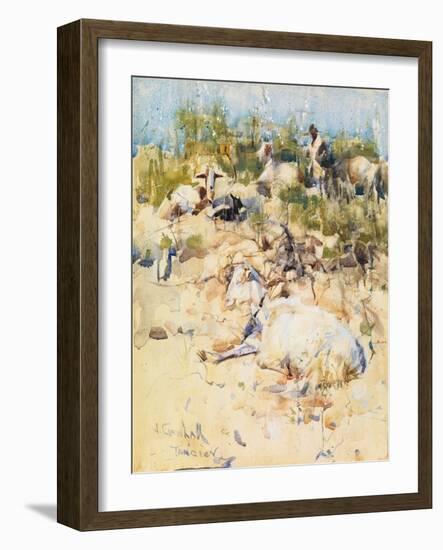 Goats on a Hillside, Tangier (W/C with Touches of Gouache on Paper)-Joseph Crawhall-Framed Giclee Print