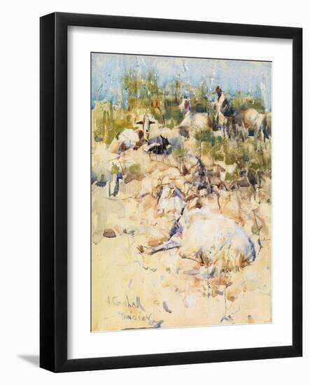 Goats on a Hillside, Tangier (W/C with Touches of Gouache on Paper)-Joseph Crawhall-Framed Giclee Print