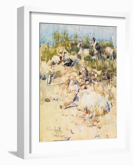 Goats on a Hillside, Tangier (W/C with Touches of Gouache on Paper)-Joseph Crawhall-Framed Giclee Print