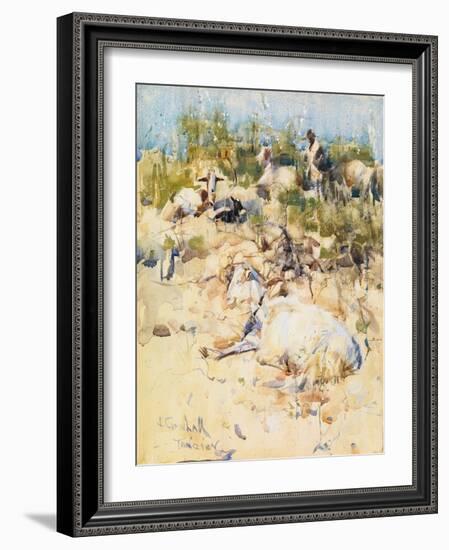 Goats on a Hillside, Tangier (W/C with Touches of Gouache on Paper)-Joseph Crawhall-Framed Giclee Print