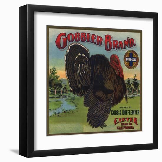 Gobbler Brand - Exeter, California - Citrus Crate Label-Lantern Press-Framed Art Print