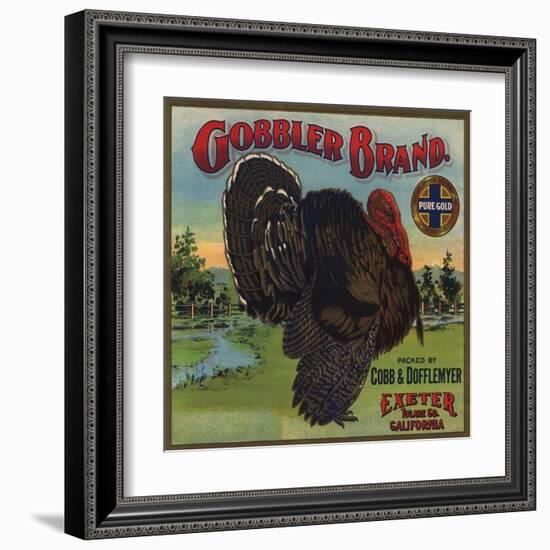 Gobbler Brand - Exeter, California - Citrus Crate Label-Lantern Press-Framed Art Print