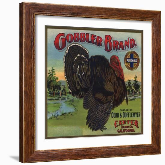 Gobbler Brand - Exeter, California - Citrus Crate Label-Lantern Press-Framed Art Print