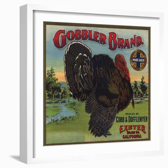 Gobbler Brand - Exeter, California - Citrus Crate Label-Lantern Press-Framed Art Print