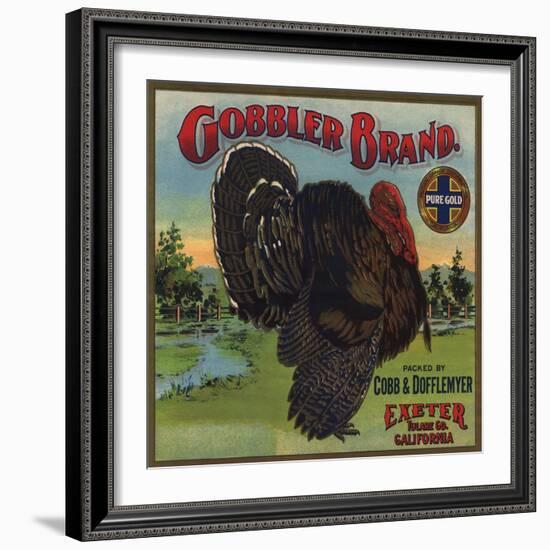 Gobbler Brand - Exeter, California - Citrus Crate Label-Lantern Press-Framed Art Print