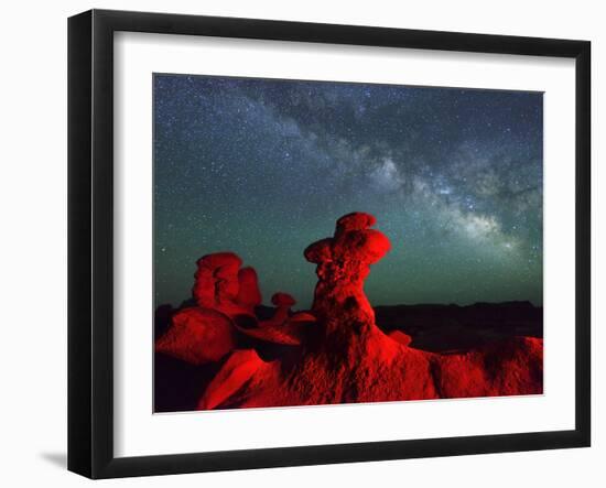 Goblin Valley State Park, Night Sky, Colorado Plateau, Utah, USA-Christian Heeb-Framed Photographic Print