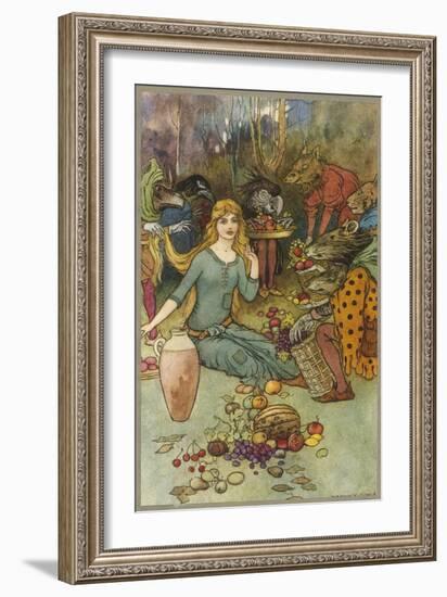 Goblins and Their Magic Fruit-Warwick Goble-Framed Art Print