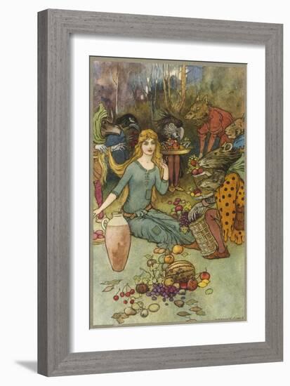 Goblins and Their Magic Fruit-Warwick Goble-Framed Art Print