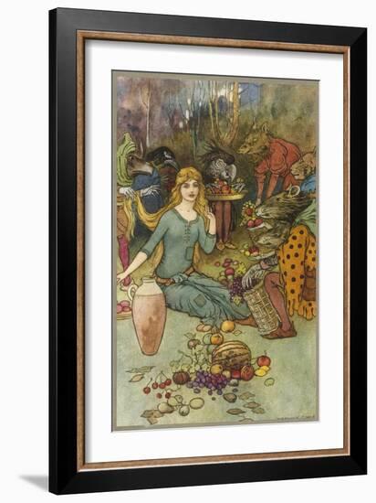 Goblins and Their Magic Fruit-Warwick Goble-Framed Art Print