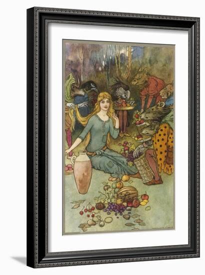 Goblins and Their Magic Fruit-Warwick Goble-Framed Art Print