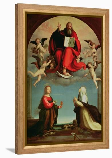 God Appearing to St. Mary Magdalen and St. Catherine of Siena, circa 1508-Fra Bartolommeo-Framed Premier Image Canvas