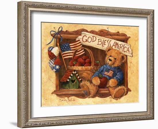 God Bless America Teddy-Barbara Mock-Framed Giclee Print