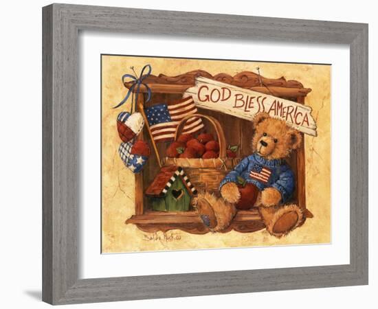 God Bless America Teddy-Barbara Mock-Framed Giclee Print