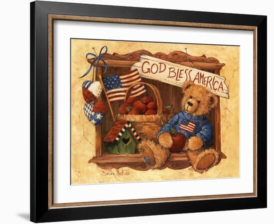 God Bless America Teddy-Barbara Mock-Framed Giclee Print
