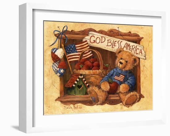 God Bless America Teddy-Barbara Mock-Framed Giclee Print