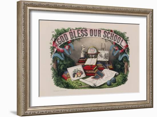 God Bless Our School-Currier & Ives-Framed Art Print