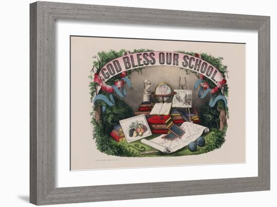 God Bless Our School-Currier & Ives-Framed Art Print