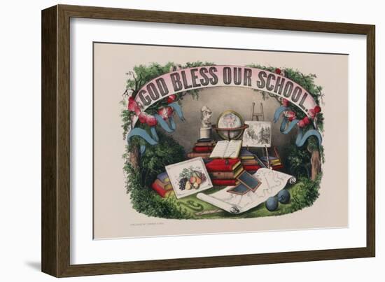 God Bless Our School-Currier & Ives-Framed Art Print