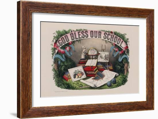 God Bless Our School-Currier & Ives-Framed Art Print