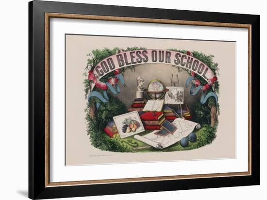 God Bless Our School-Currier & Ives-Framed Art Print