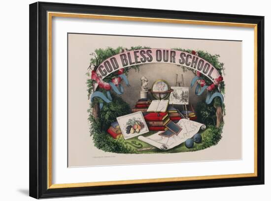 God Bless Our School-Currier & Ives-Framed Art Print