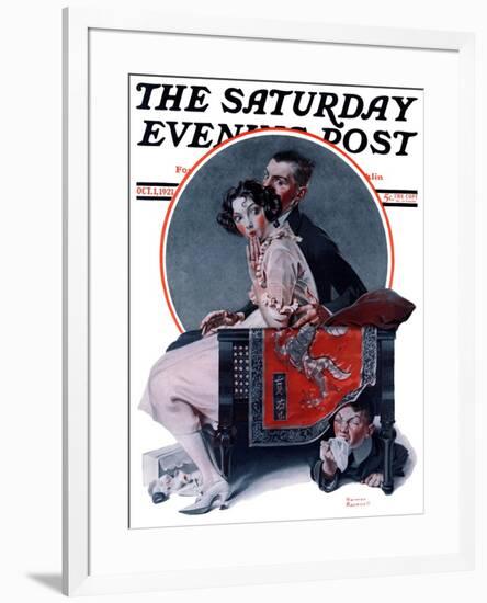 "God Bless You" or "Sneezing Boy" Saturday Evening Post Cover, October 1,1921-Norman Rockwell-Framed Giclee Print