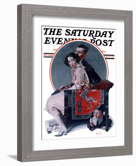 "God Bless You" or "Sneezing Boy" Saturday Evening Post Cover, October 1,1921-Norman Rockwell-Framed Giclee Print