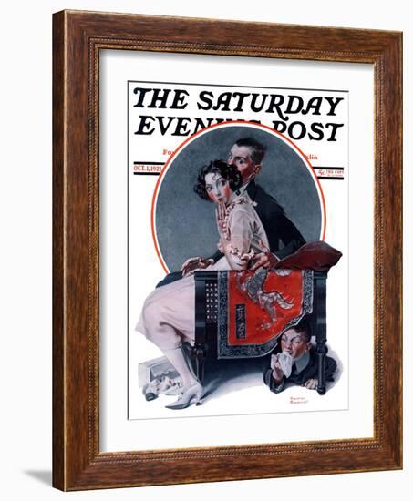 "God Bless You" or "Sneezing Boy" Saturday Evening Post Cover, October 1,1921-Norman Rockwell-Framed Giclee Print