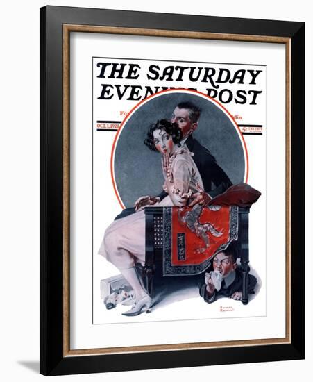 "God Bless You" or "Sneezing Boy" Saturday Evening Post Cover, October 1,1921-Norman Rockwell-Framed Giclee Print