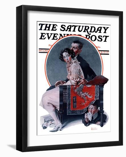 "God Bless You" or "Sneezing Boy" Saturday Evening Post Cover, October 1,1921-Norman Rockwell-Framed Giclee Print