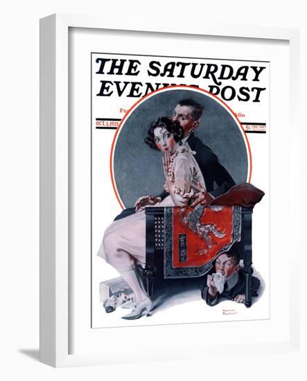 "God Bless You" or "Sneezing Boy" Saturday Evening Post Cover, October 1,1921-Norman Rockwell-Framed Giclee Print