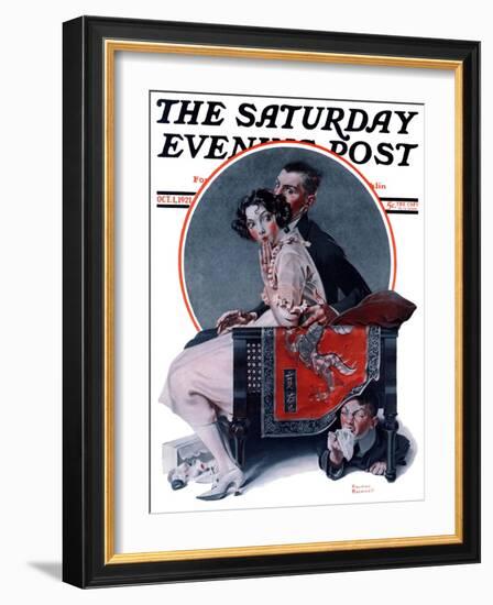 "God Bless You" or "Sneezing Boy" Saturday Evening Post Cover, October 1,1921-Norman Rockwell-Framed Giclee Print