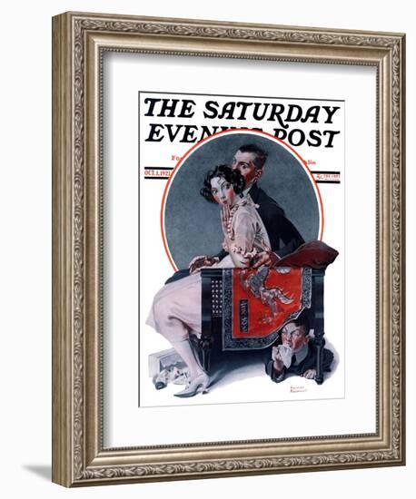 "God Bless You" or "Sneezing Boy" Saturday Evening Post Cover, October 1,1921-Norman Rockwell-Framed Giclee Print