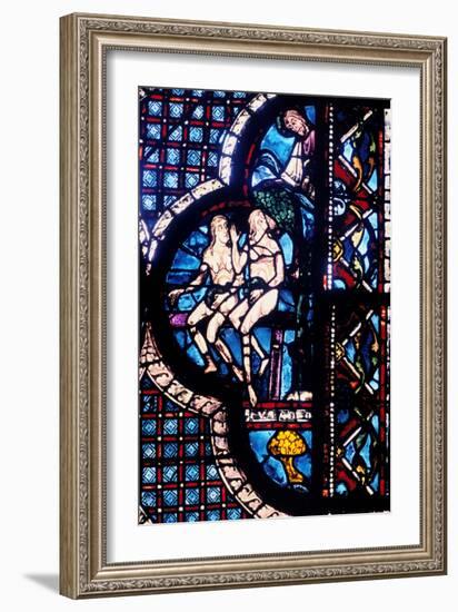 God Confronts Adam and Eve, Stained Glass, Chartres Cathedral, France, 1205-1215-null-Framed Photographic Print