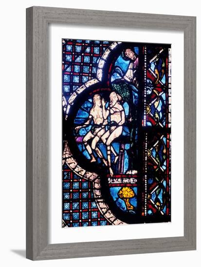 God Confronts Adam and Eve, Stained Glass, Chartres Cathedral, France, 1205-1215-null-Framed Photographic Print