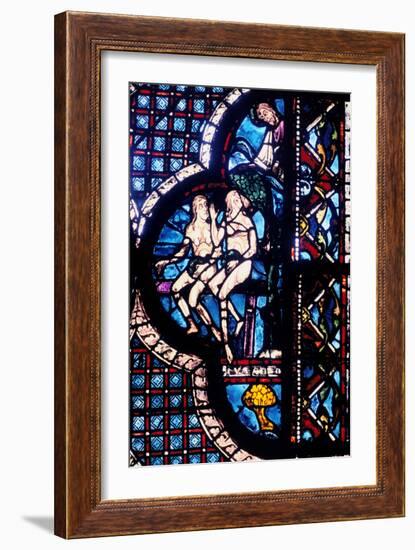 God Confronts Adam and Eve, Stained Glass, Chartres Cathedral, France, 1205-1215-null-Framed Photographic Print