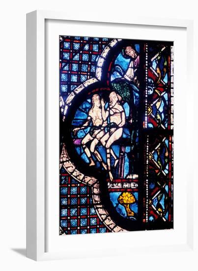 God Confronts Adam and Eve, Stained Glass, Chartres Cathedral, France, 1205-1215-null-Framed Photographic Print