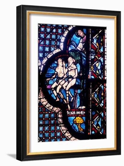 God Confronts Adam and Eve, Stained Glass, Chartres Cathedral, France, 1205-1215-null-Framed Photographic Print