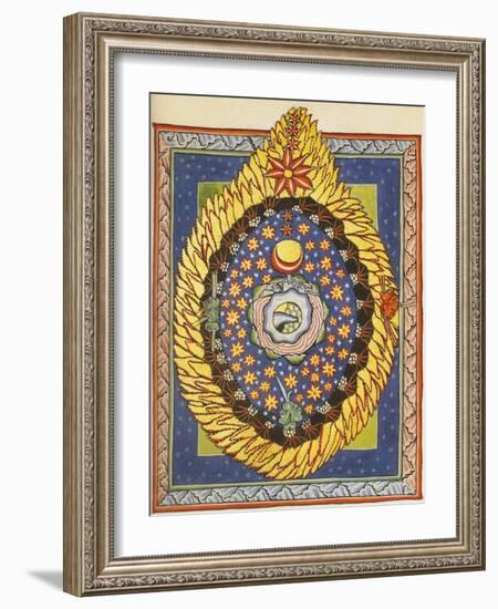 God, Cosmos, and Humanity. Miniature from Liber Scivias by Hildegard of Bingen, C.1175 (W/C on Parc-German School-Framed Giclee Print