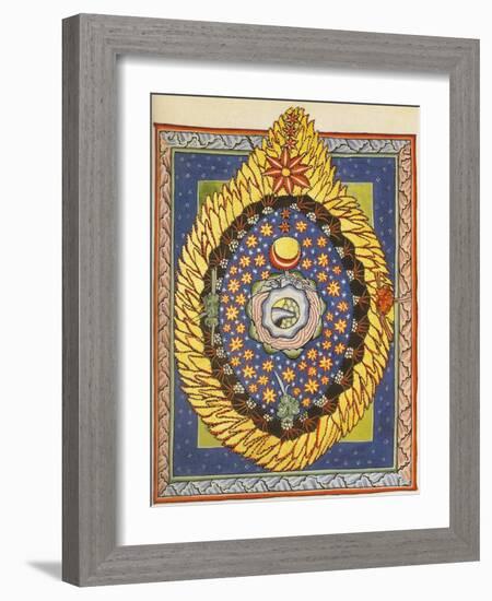 God, Cosmos, and Humanity. Miniature from Liber Scivias by Hildegard of Bingen, C.1175 (W/C on Parc-German School-Framed Giclee Print