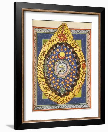 God, Cosmos, and Humanity. Miniature from Liber Scivias by Hildegard of Bingen, C.1175 (W/C on Parc-German School-Framed Giclee Print