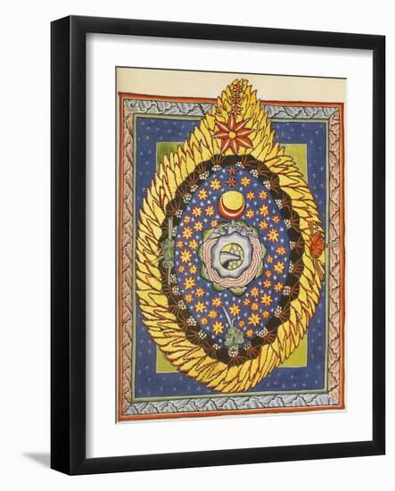 God, Cosmos, and Humanity. Miniature from Liber Scivias by Hildegard of Bingen, C.1175 (W/C on Parc-German School-Framed Giclee Print