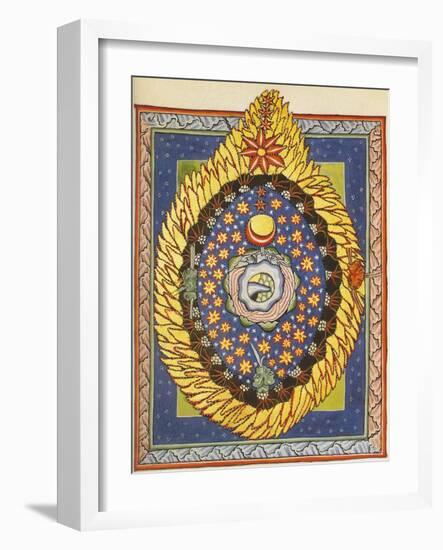 God, Cosmos, and Humanity. Miniature from Liber Scivias by Hildegard of Bingen, C.1175 (W/C on Parc-German School-Framed Giclee Print