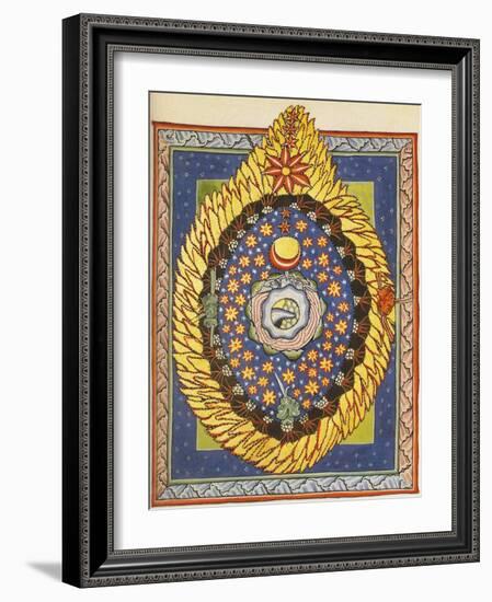 God, Cosmos, and Humanity. Miniature from Liber Scivias by Hildegard of Bingen, C.1175 (W/C on Parc-German School-Framed Giclee Print