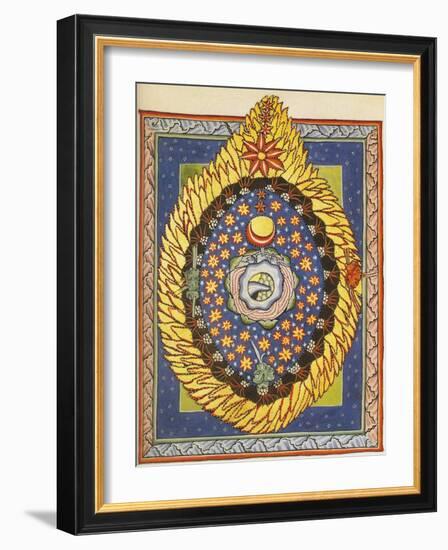 God, Cosmos, and Humanity. Miniature from Liber Scivias by Hildegard of Bingen, C.1175 (W/C on Parc-German School-Framed Giclee Print